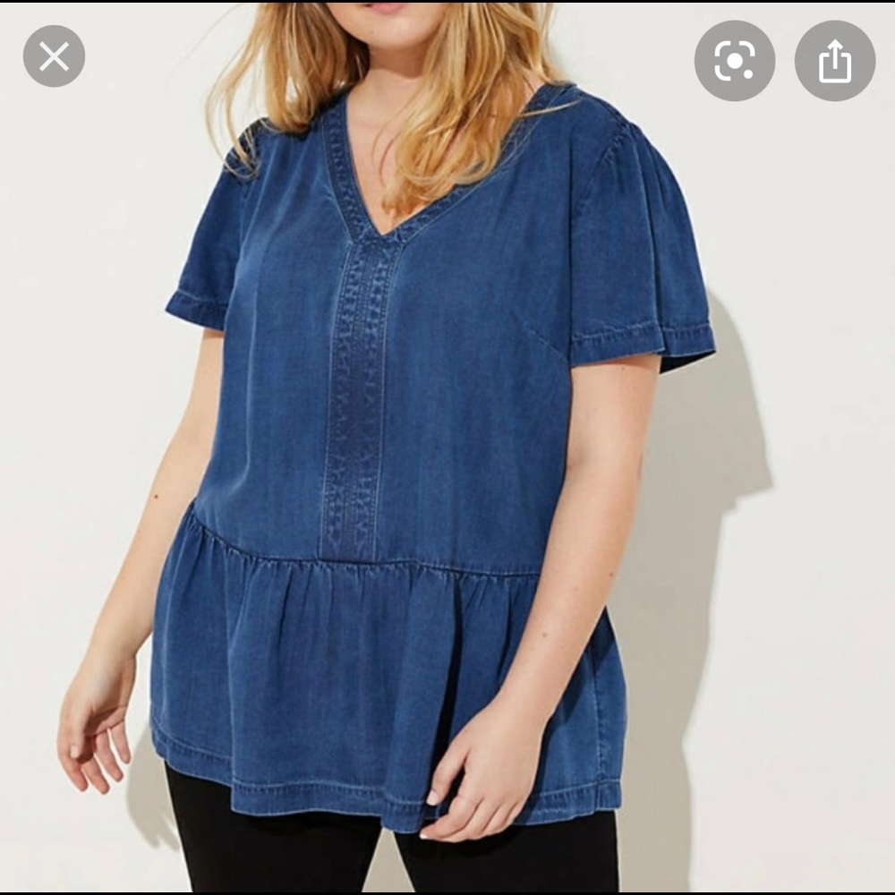 Loft Chambray Peblum Blouse